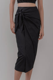 KIHEI Midi Wrap Skirt with Tie Detail