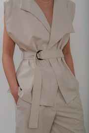 AXIM Tailored Asymmetric Collar Top