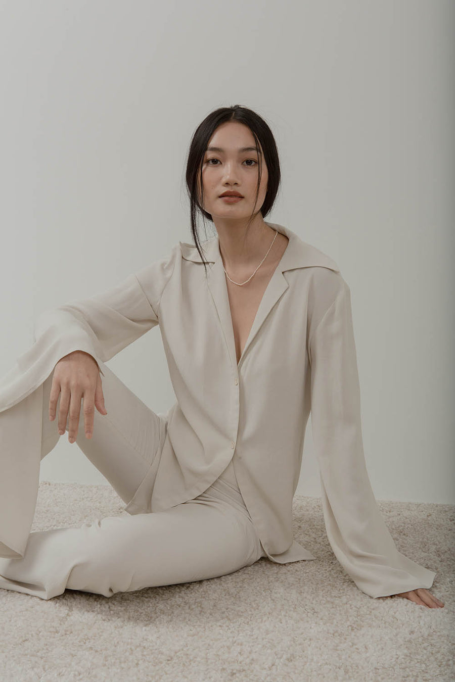 CALABAR Blouse with Long Flared Sleeves